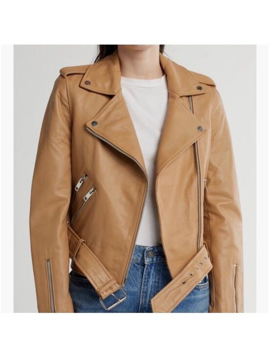 Walter Baker Jackets & Blazers - Like New Walter Baker Tan Lamb Leather Moto Jacket size small